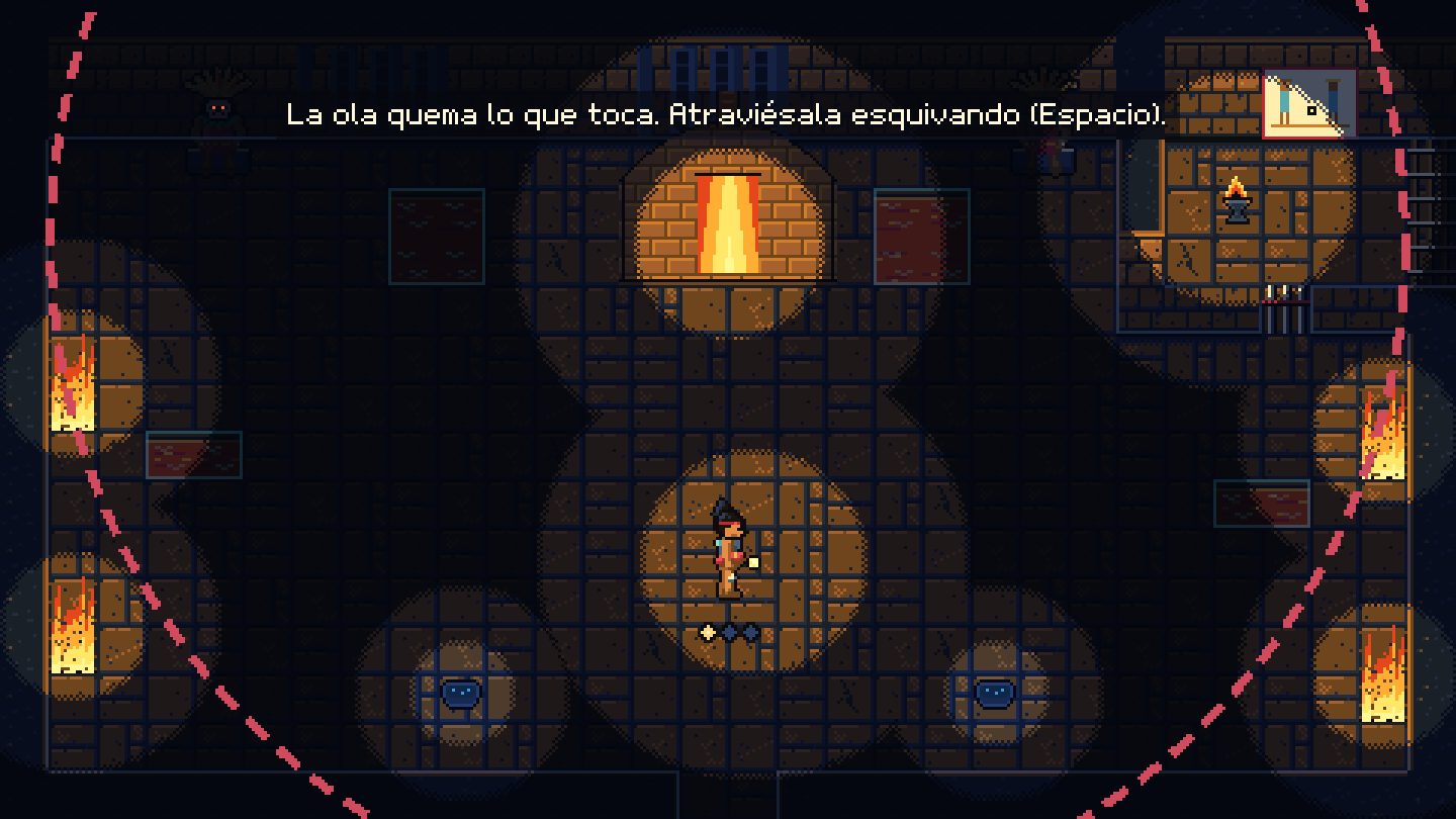 El Horno: una ola de fuego avanza y el jugador debe atravesarla esquivando